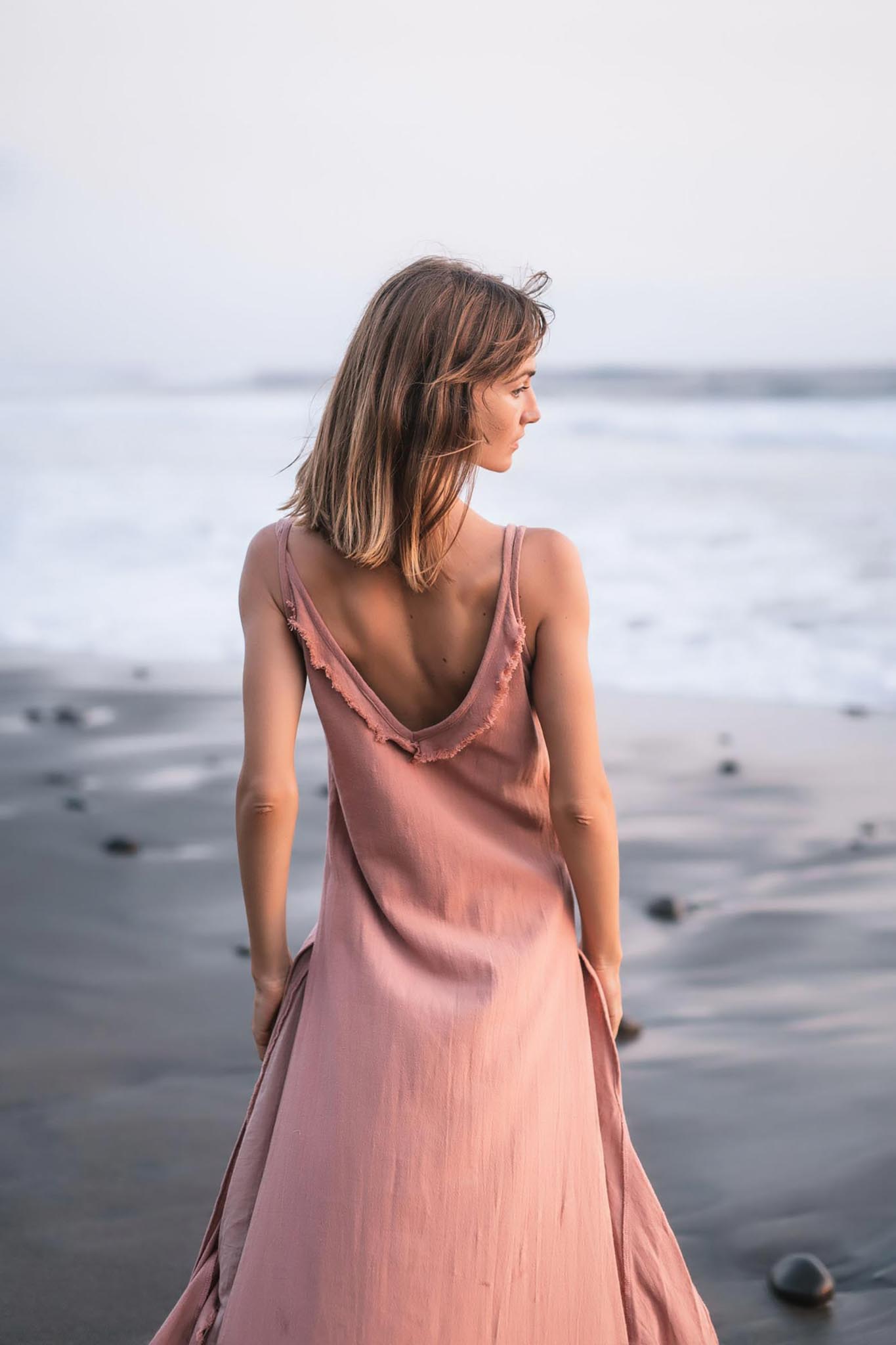 Rose Bridesmaid Dress, Midi Pink Casual Dress - AYA Sacred Wear
