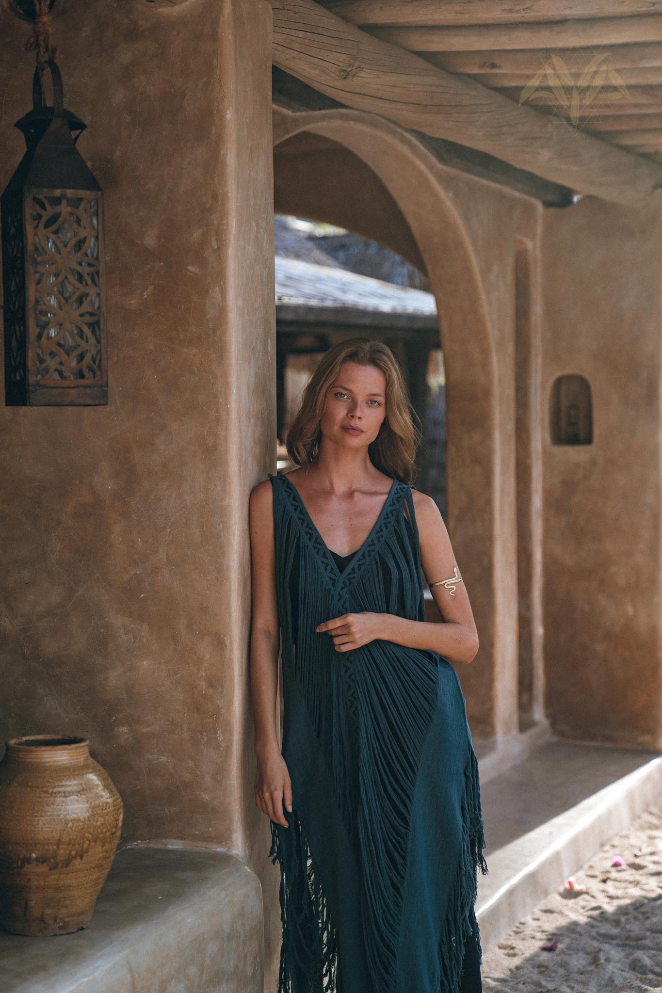 Be unique in this Tribal Hand-loomed Navy Blue Long Maxi Dress cover up