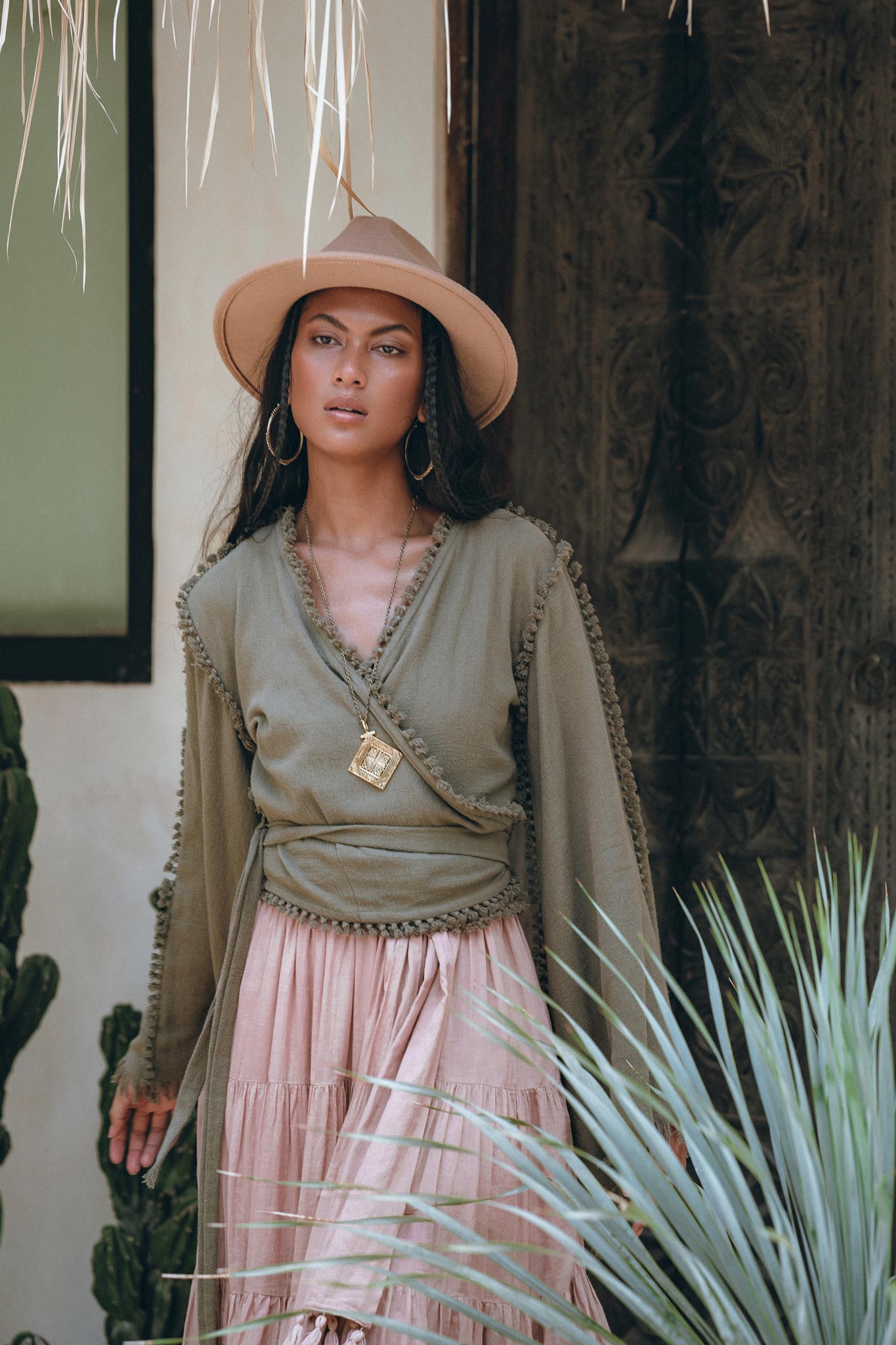 Boho Kimono Top, Organic Goddess Top, Wide Sleeve Wrap Top - AYA Sacred Wear