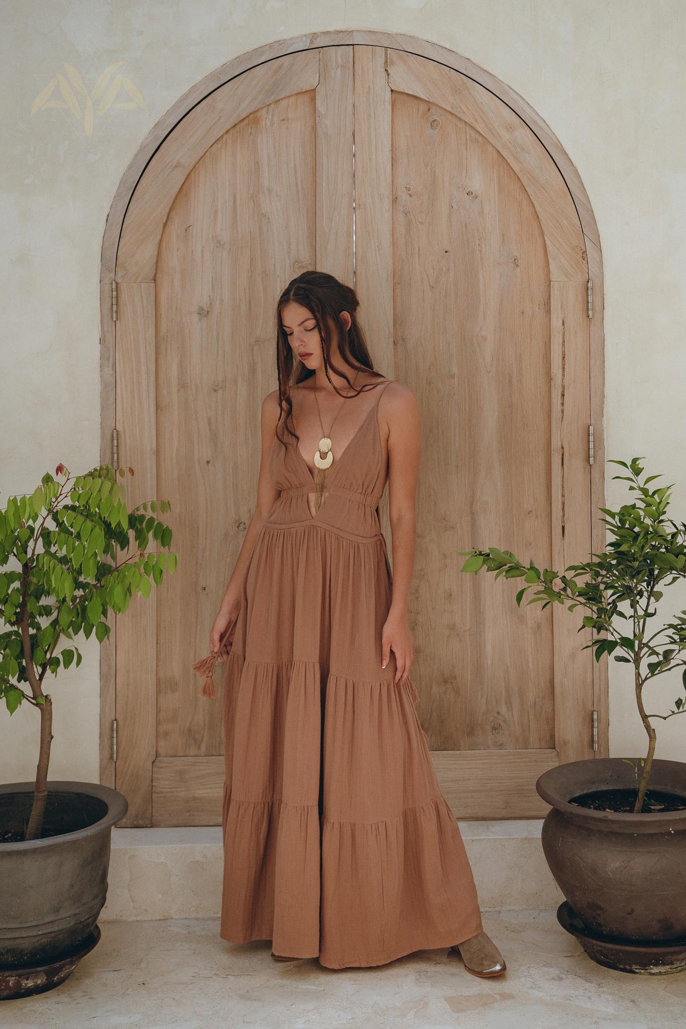 Latte Multiway Dress, Beach Adjustable Dress, Boho Sleeveless Dress - AYA Sacred Wear