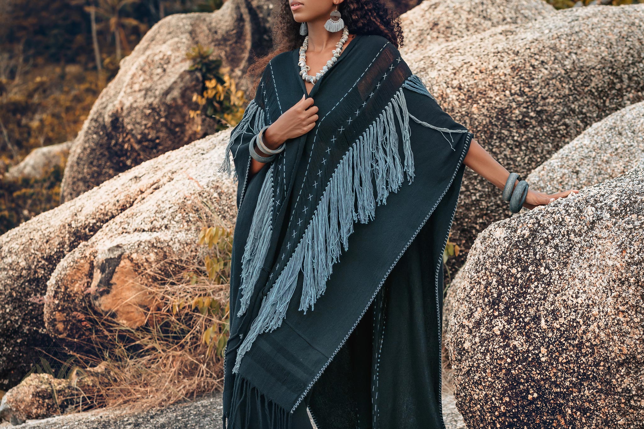 Black Poncho, Bohemian Poncho, Plus Size Clothing - AYA Sacred Wear