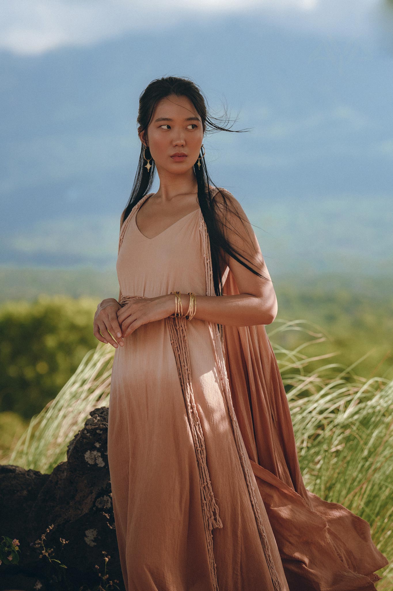 Boho Macrame Bridesmaid Dress • Dusty Pink Multiway Dress • Goddess Dress - AYA Sacred Wear