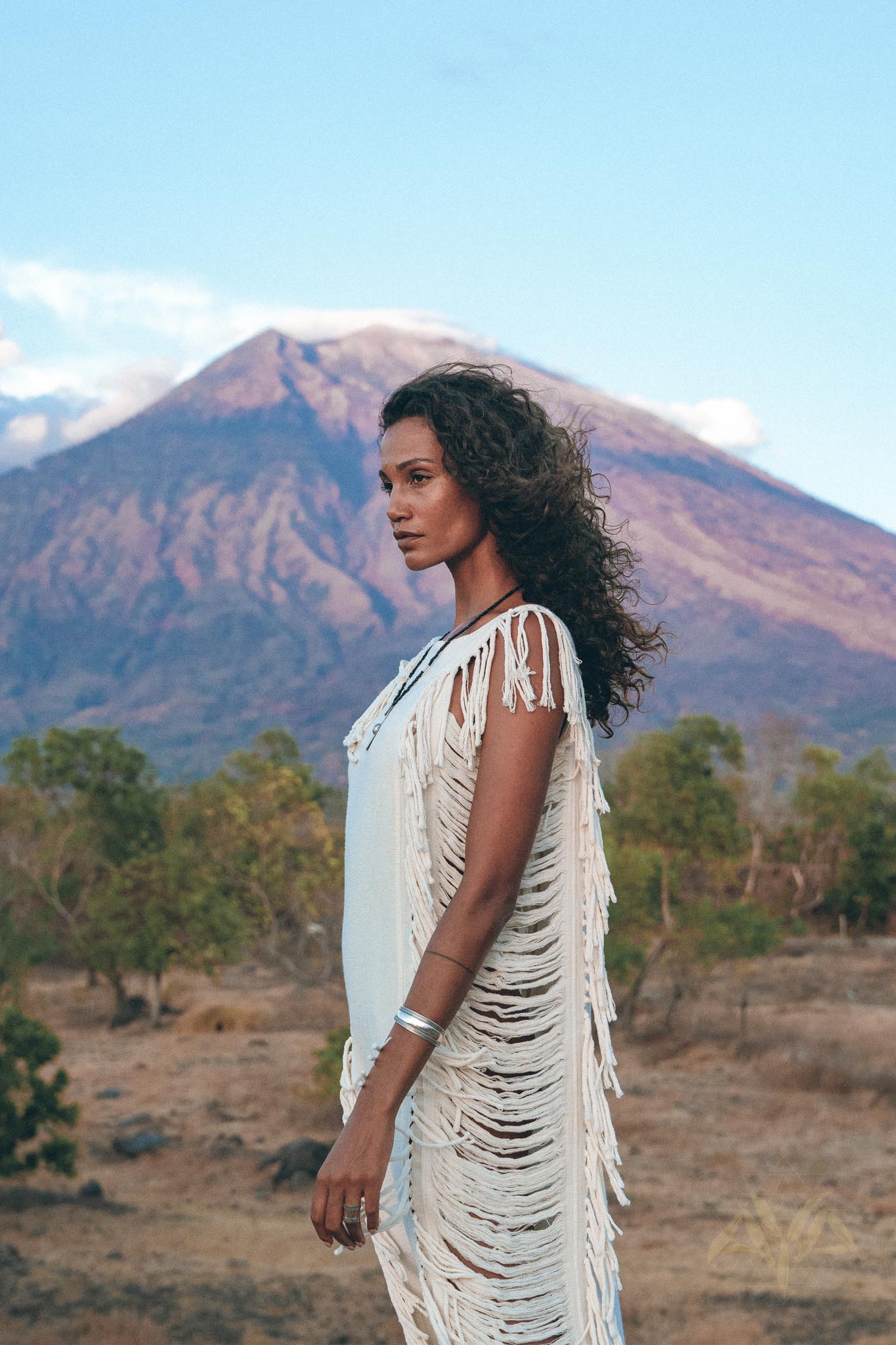 Boho Beach Wedding Dress, Bohemian Wedding Dress Hand Loomed with Tassels - AYA Sacred Wear