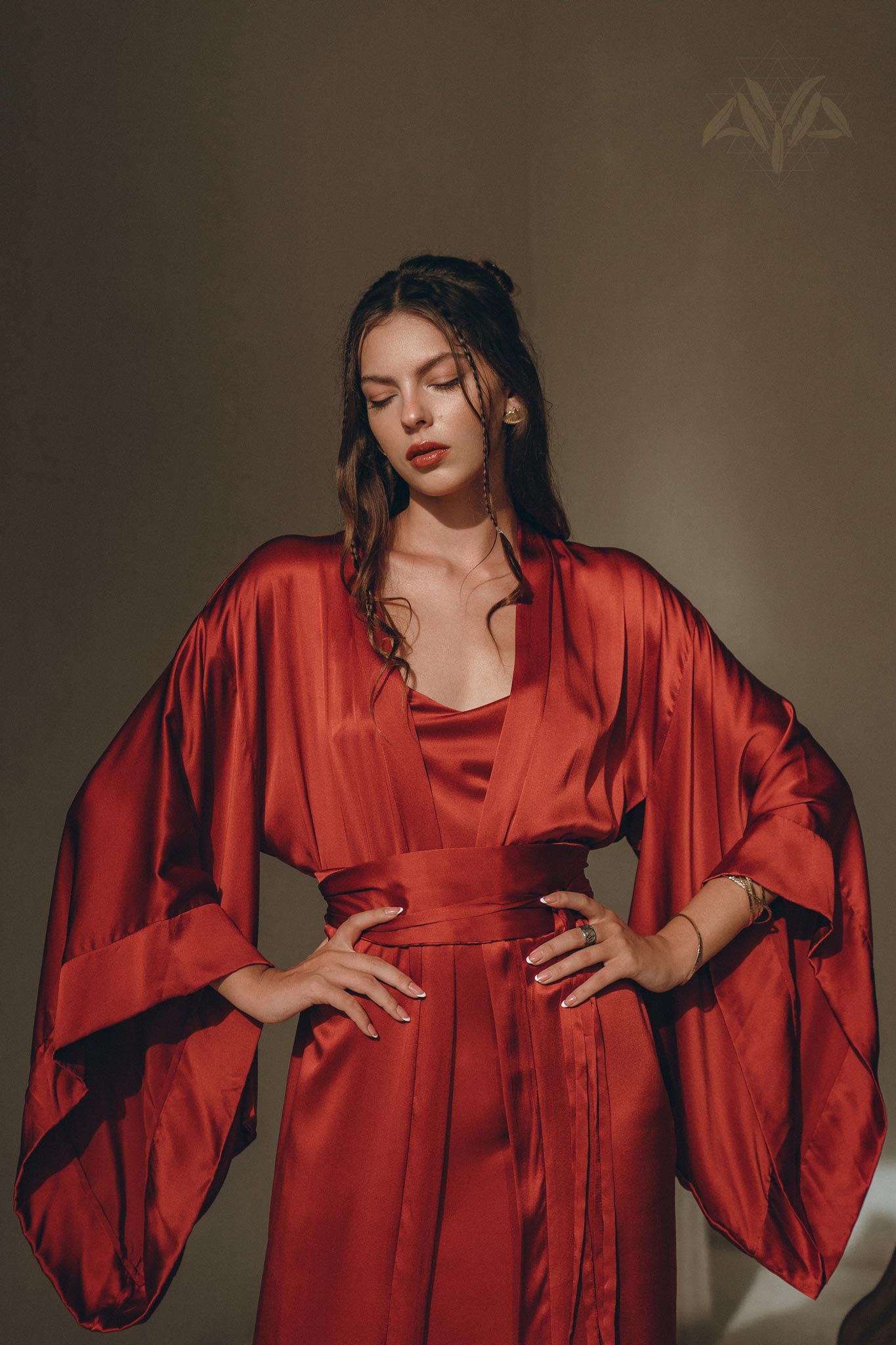 Wine Red Silk Boho Kimono Cover, Wide Sleeve Bohemian Kaftan Cardigan - AYA Sacred Wear