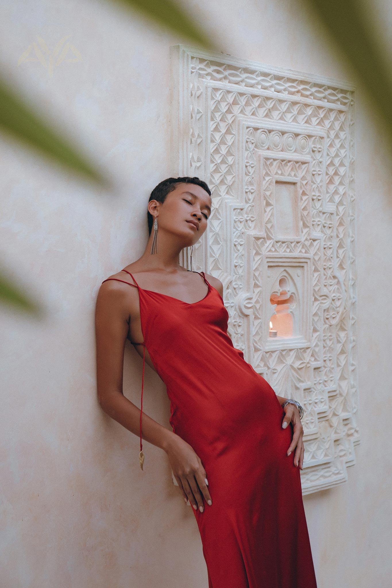 Wine Red Silk Slip Dress, Open Back Silk Dress, Evening Bohemian Dress - AYA Sacred Wear