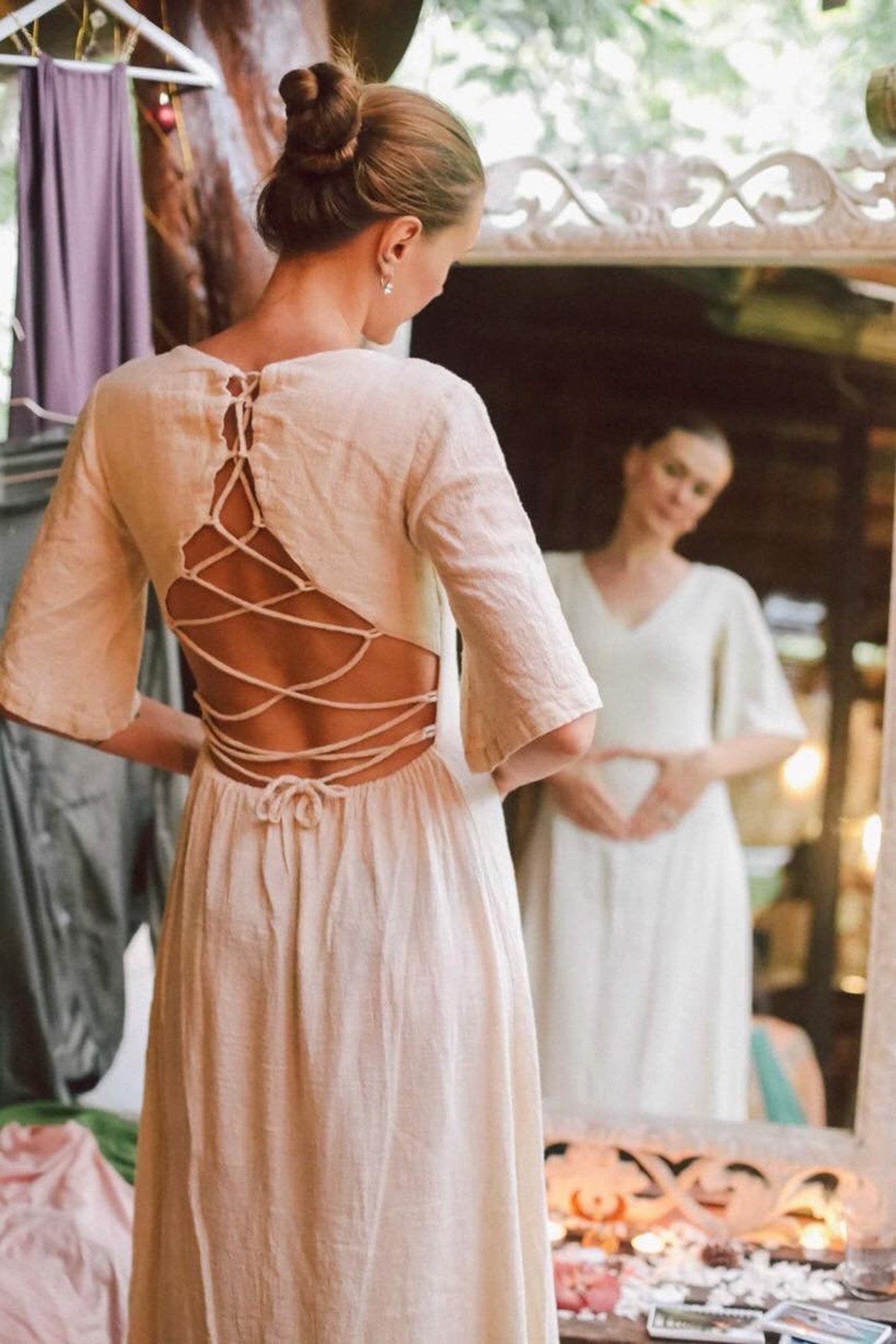 Boho Simple Wedding Dress "Cristal de Floresta" - AYA Sacred Wear