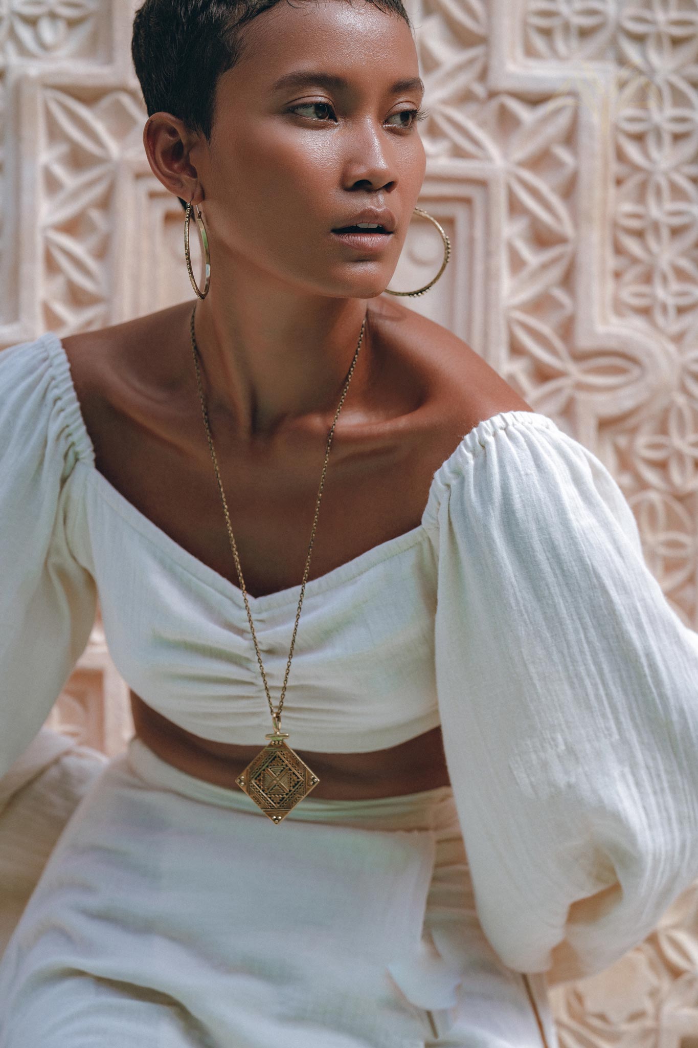 Boho Top Corset and Skirt for Women, Off-White Tank Top and Maxi Skirt - AYA Sacred Wear