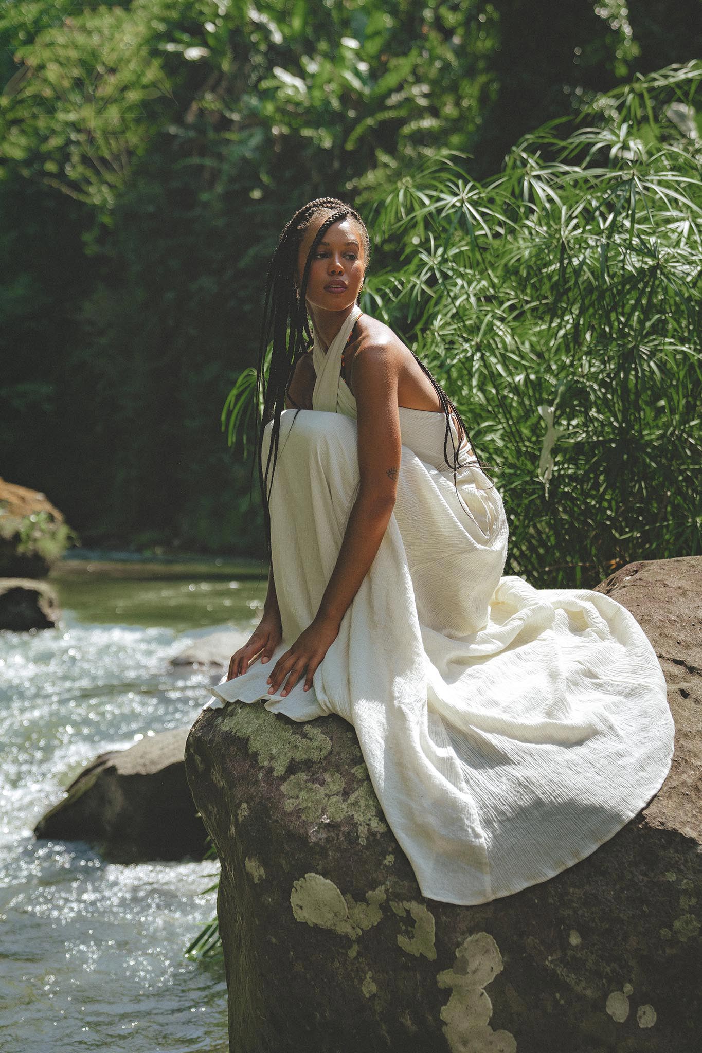 Find the perfect Off-White Bohemian Back Laces Dress at Aya Sacred Wear.