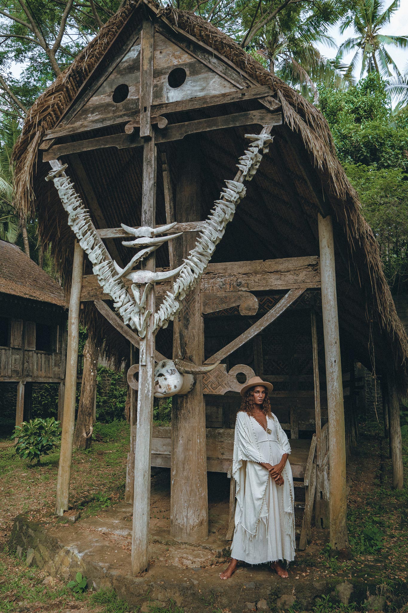 Off-White Boho Beach Wedding Dress, Bohemian Homespun Cotton Dress - AYA Sacred Wear