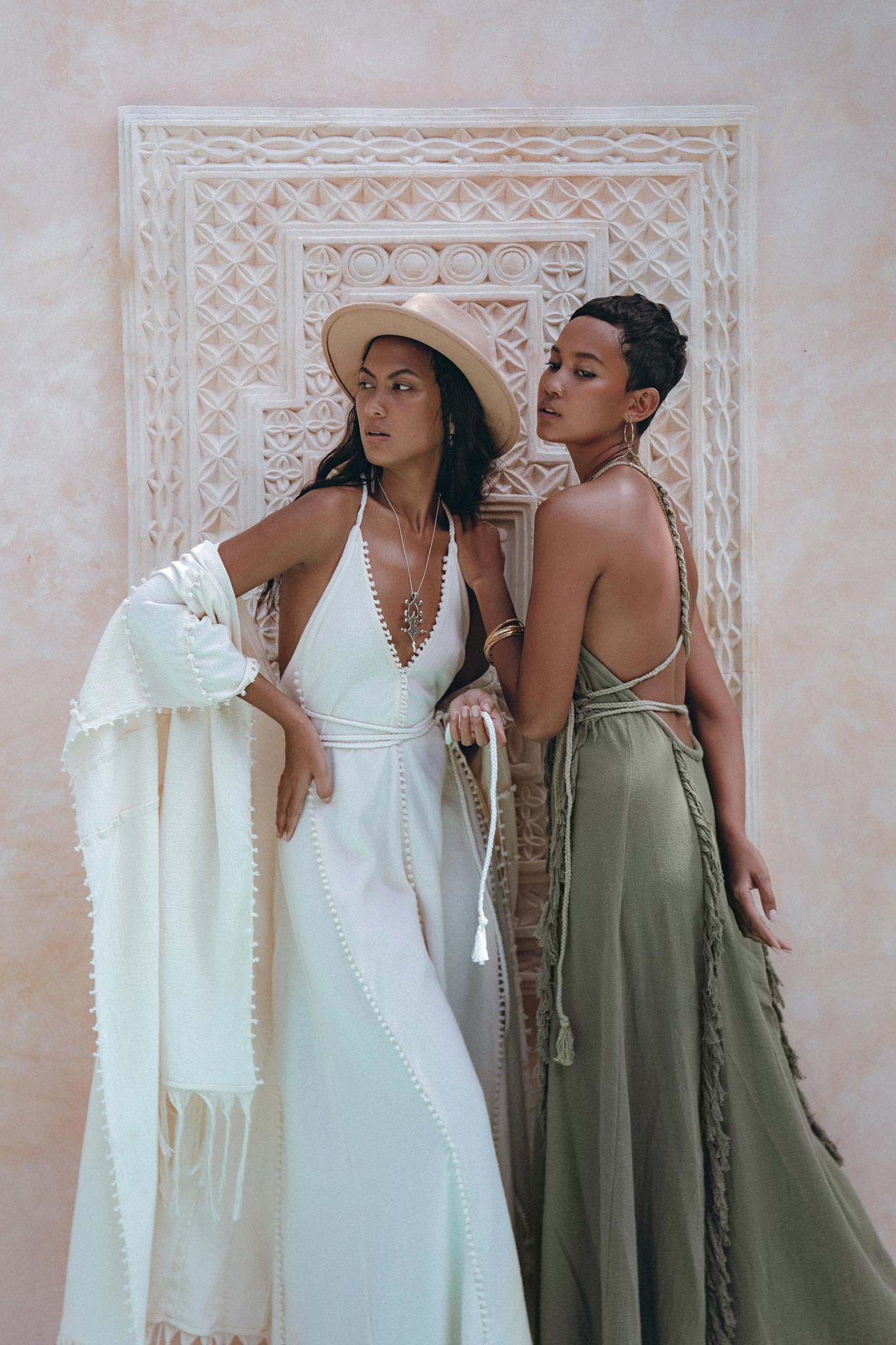 Off-White Boho Beach Wedding Dress, Bohemian Homespun Cotton Dress - AYA Sacred Wear
