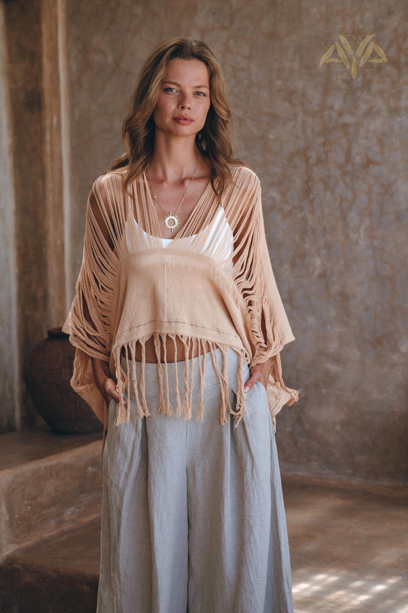 Unique Soft Linen Boho Pants Women, Loose Linen Wide Boho Pants, Bohemian Pants - AYA Sacred Wear