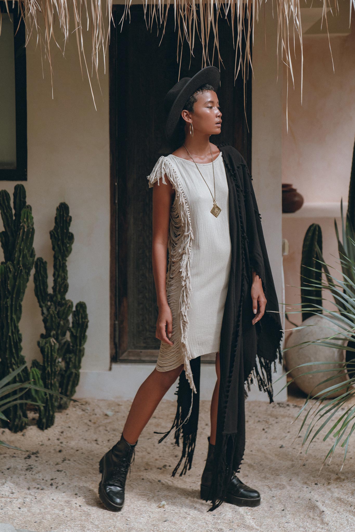 Boho Open Sides Dress, Light Olive Dress, Ladders Sides Mini Dress - AYA Sacred Wear