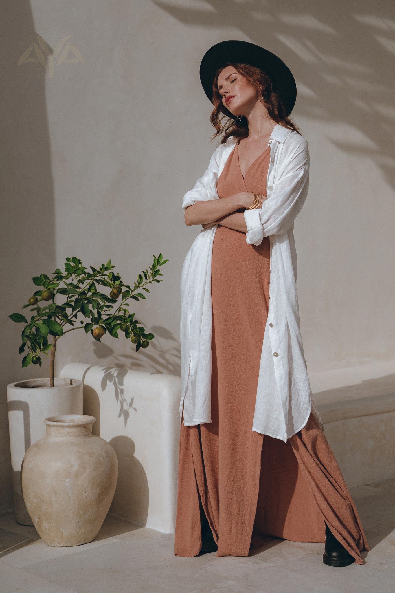 Oversized Shirt Women, Loose Fit Linen Shirt, Long Sleeve Shirt Dress - AYA Sacred Wear