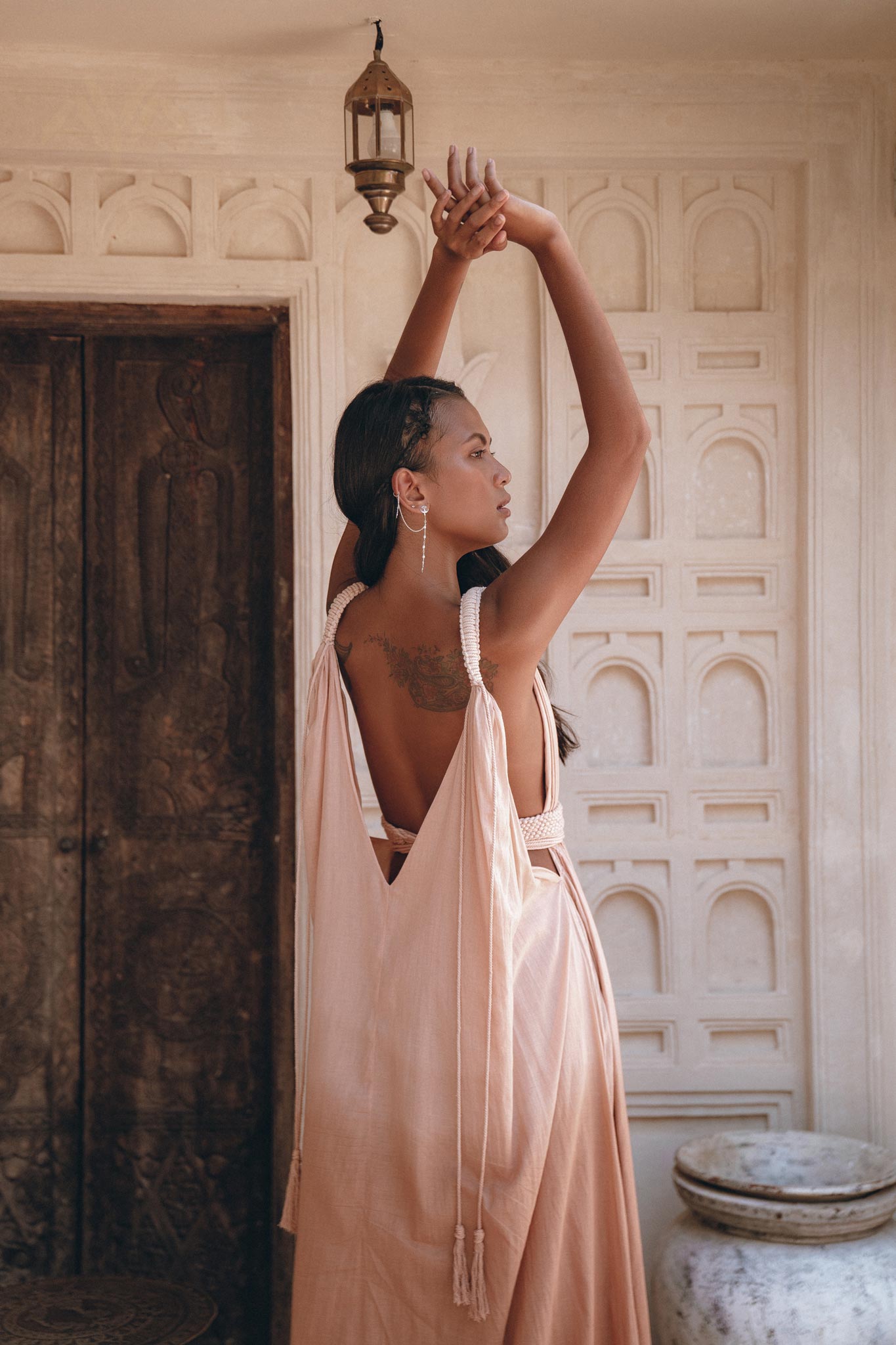 Dusty Pink Greek Dress, Pink Multiway Dress, Boho Wedding Dress - AYA Sacred Wear