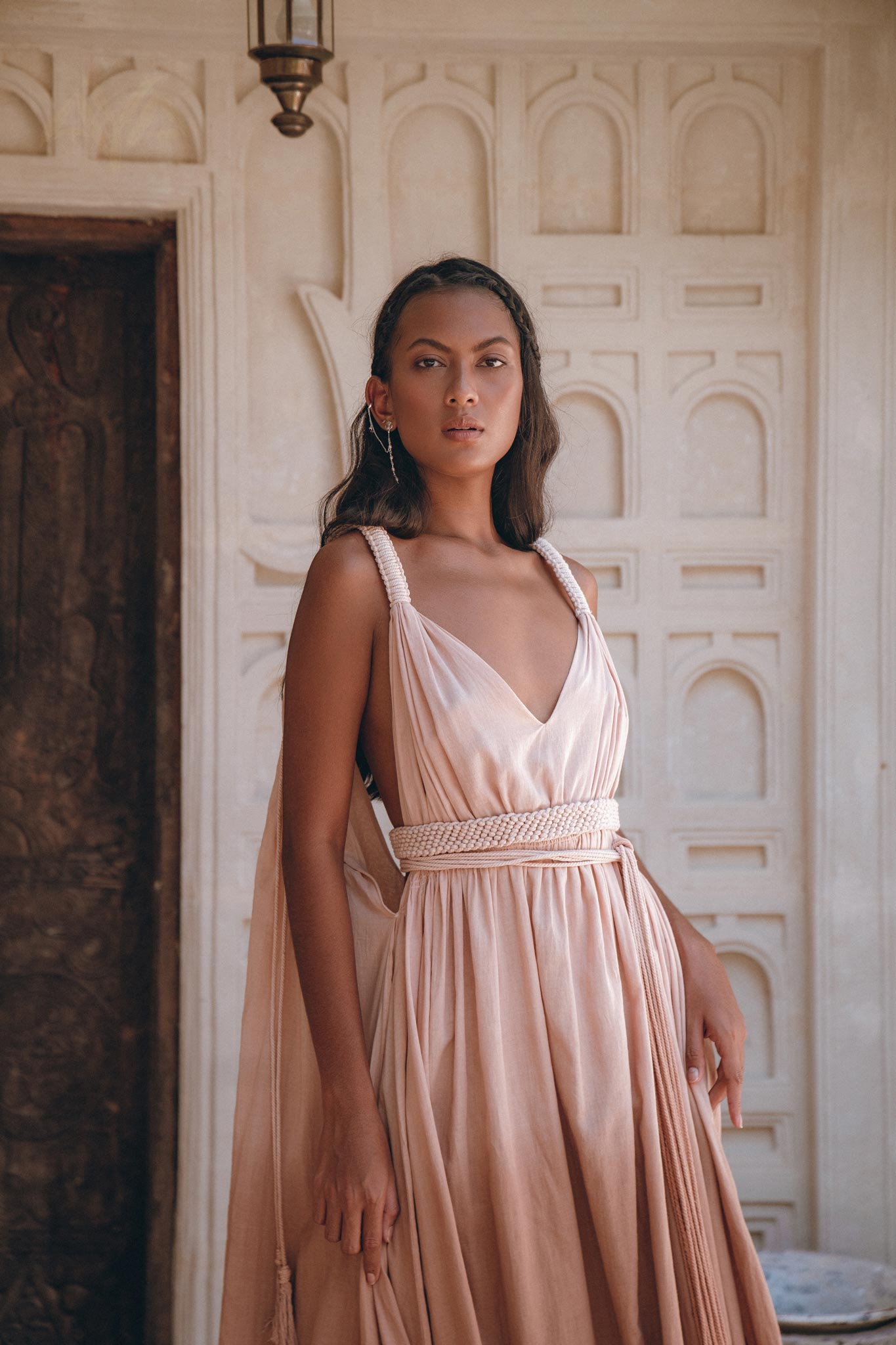 Dusty Pink Greek Dress, Pink Multiway Dress, Boho Wedding Dress - AYA Sacred Wear