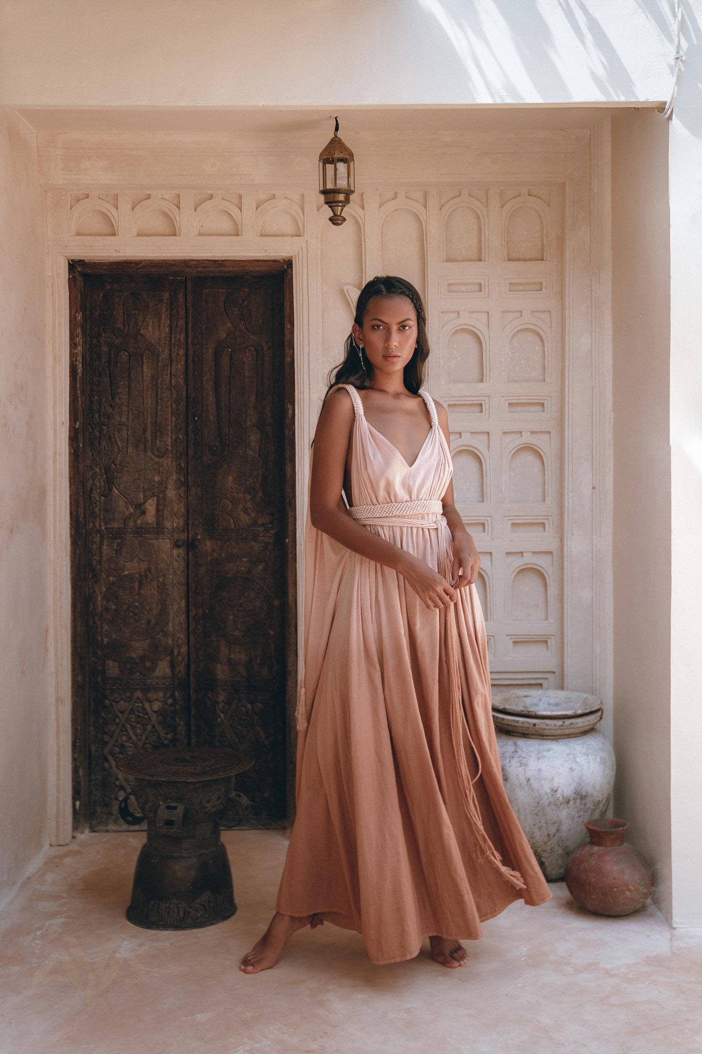 Dusty Pink Greek Dress, Pink Multiway Dress, Boho Wedding Dress - AYA Sacred Wear