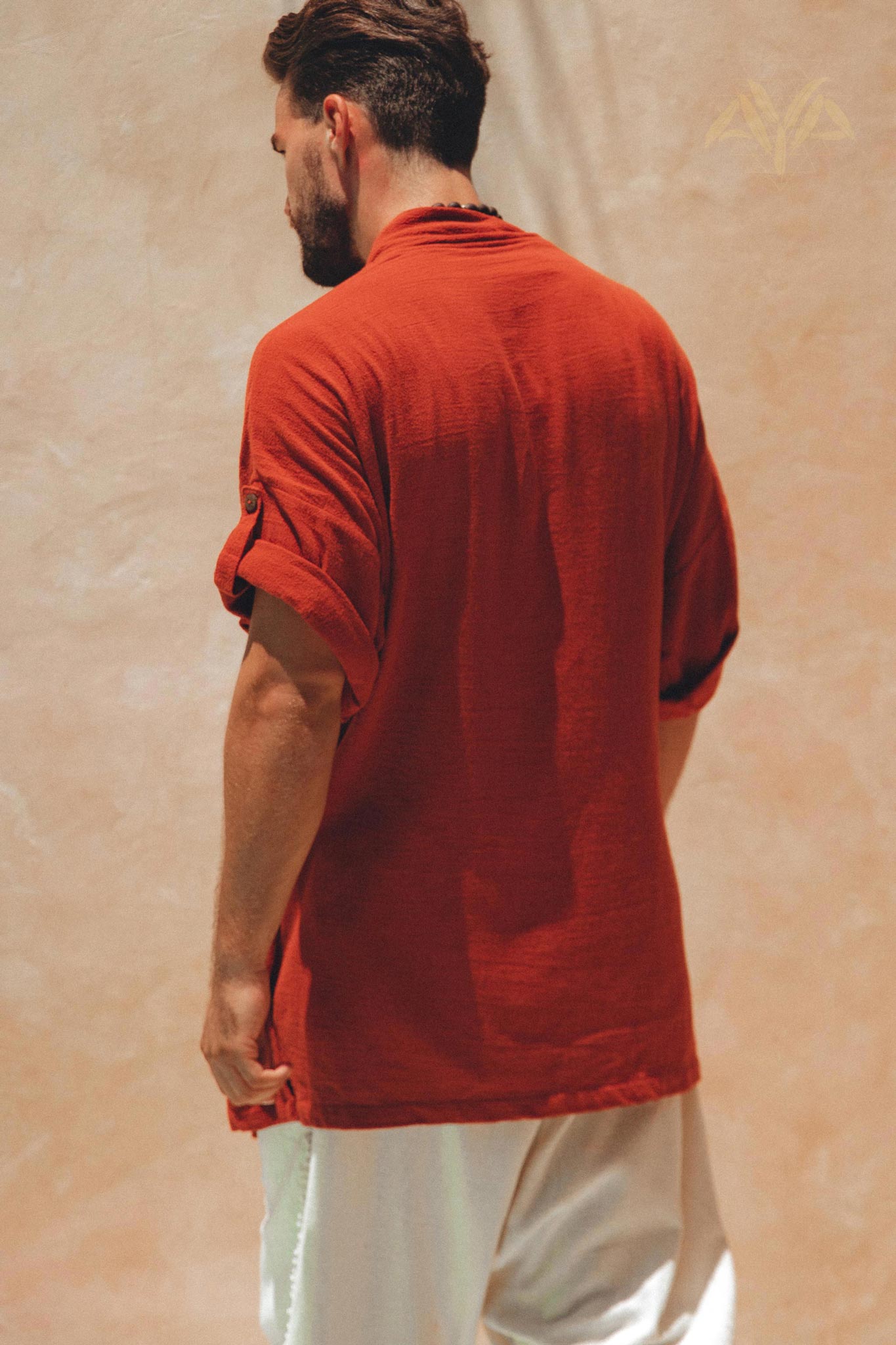 Red Tribal Kimono Robe for Men by AYA Sacred Wear