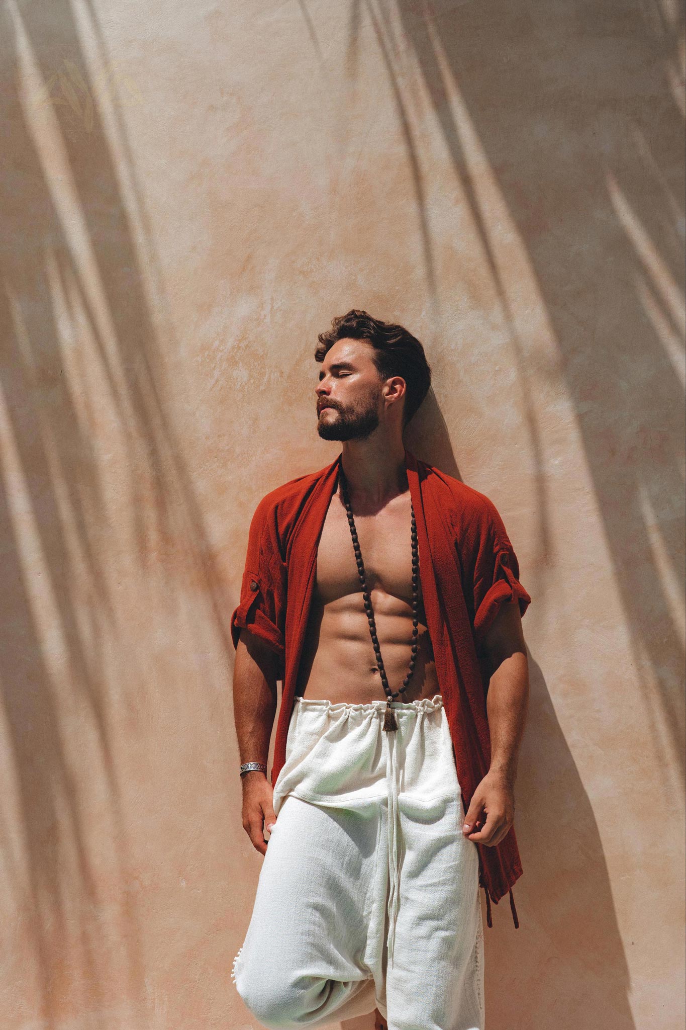 Red Tribal Kimono Robe for Men by AYA Sacred Wear