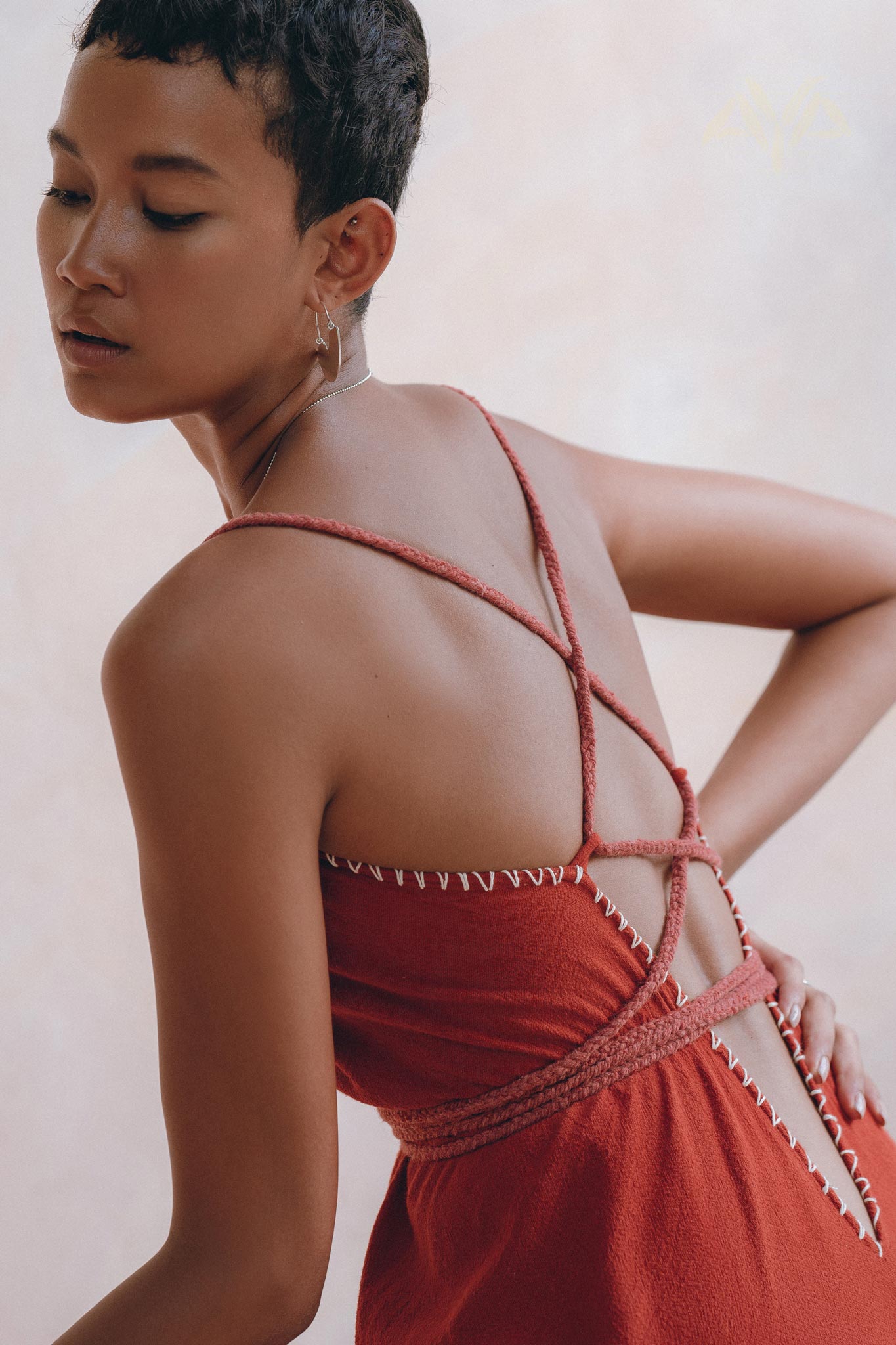 Organic Red Cotton Maxi Dress, Sleeveless Hand Embroidered Dress - AYA Sacred Wear