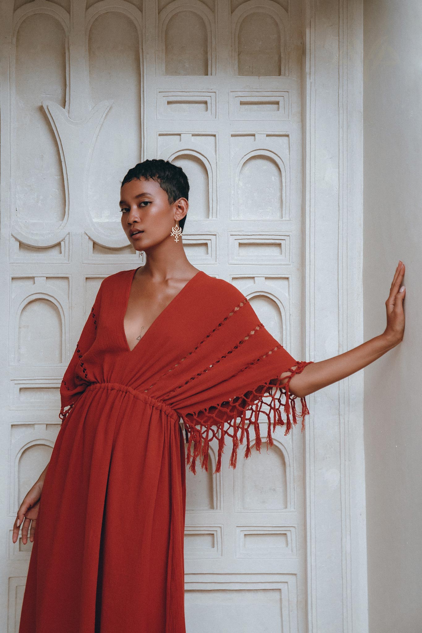 Red Boho Dress, Boho Dress for Women, Red Maxi Bridesmaid Dress - AYA Sacred Wear