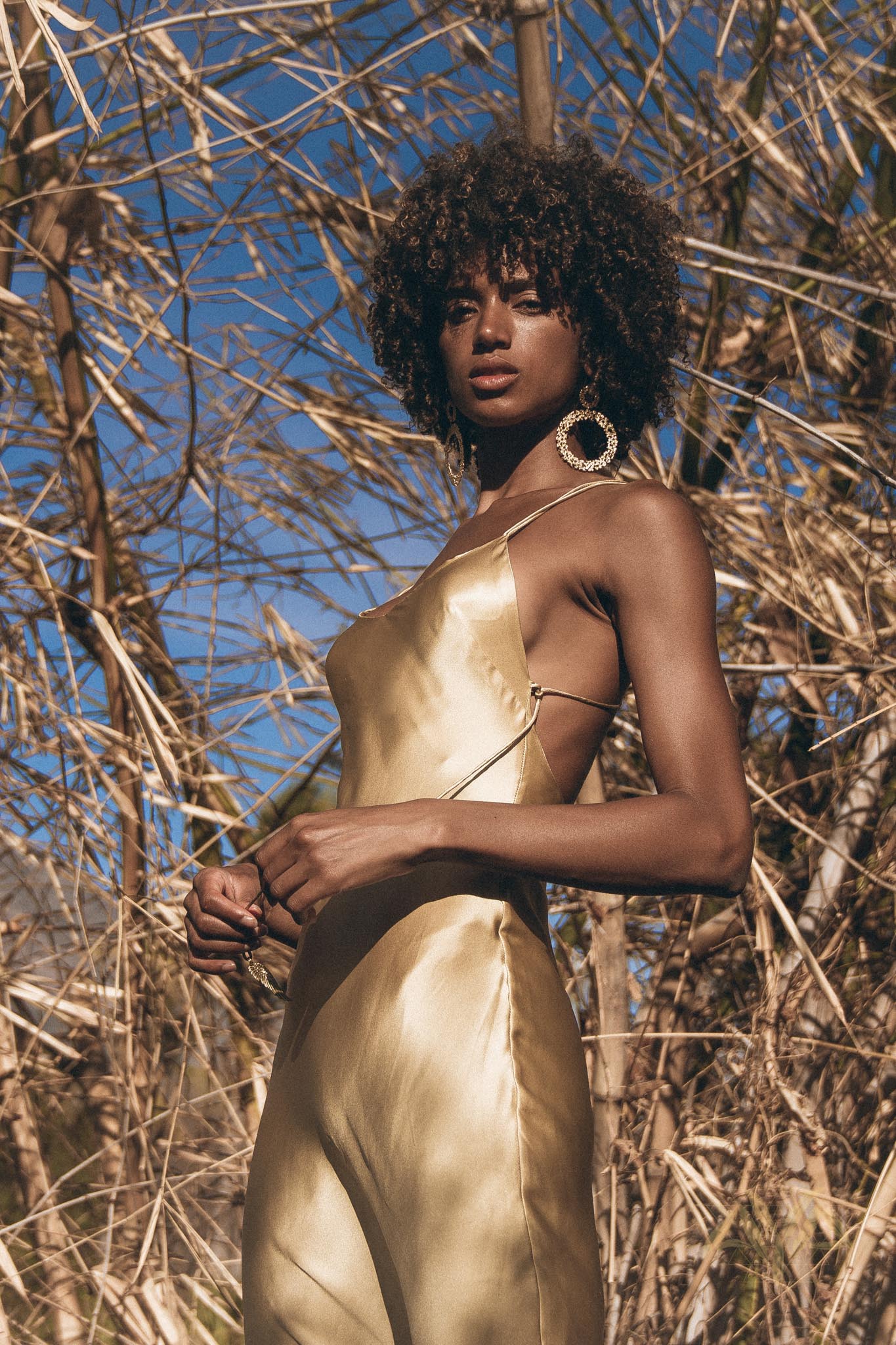 Golden Silk Slip Dress, Natural Silk Boho Dress Women, Silk Long Maxi Dress - AYA Sacred Wear