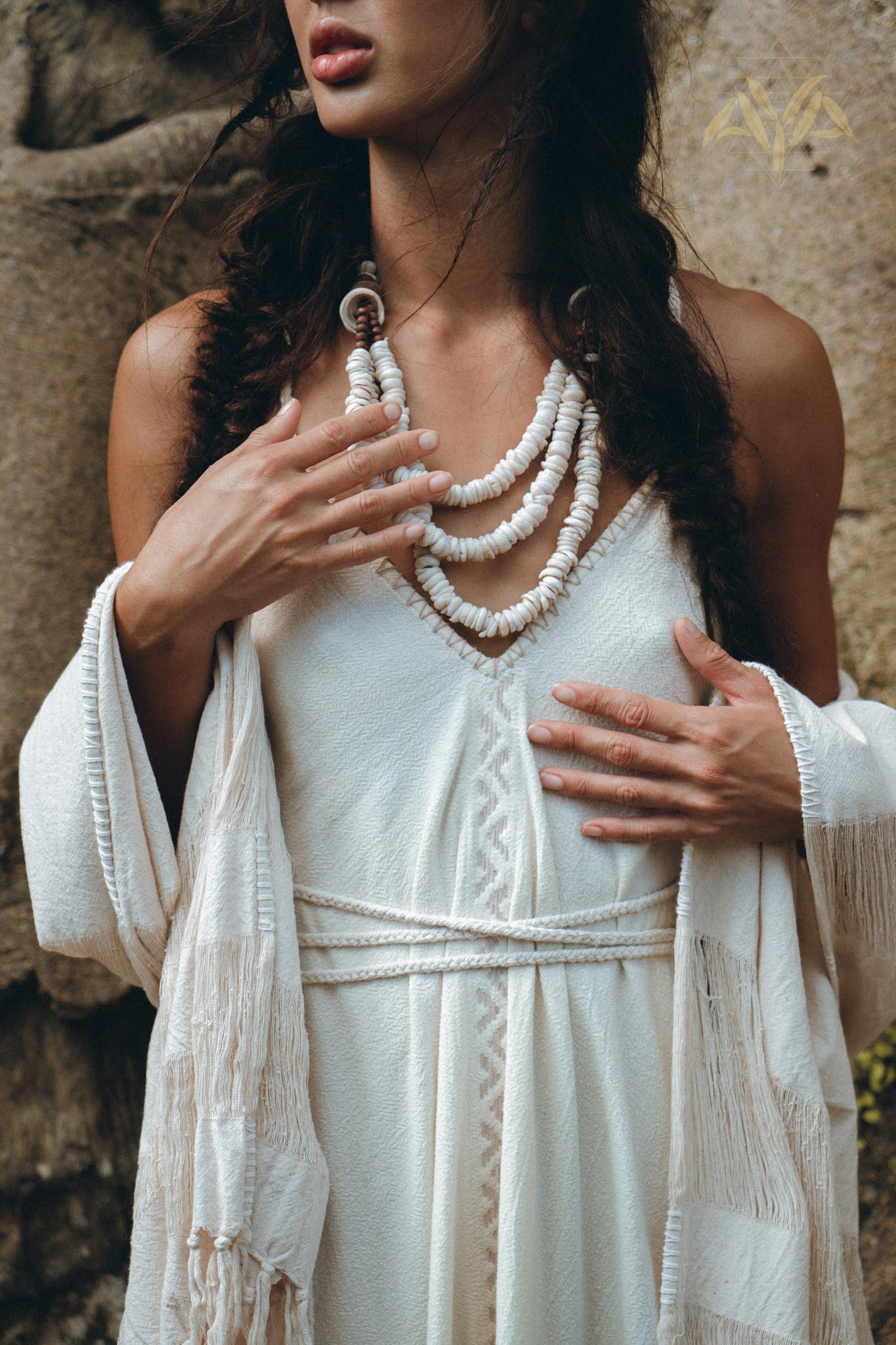 Off-White Boho Dress, Goddess Dress, Simple Wedding Dress - AYA sacred wear