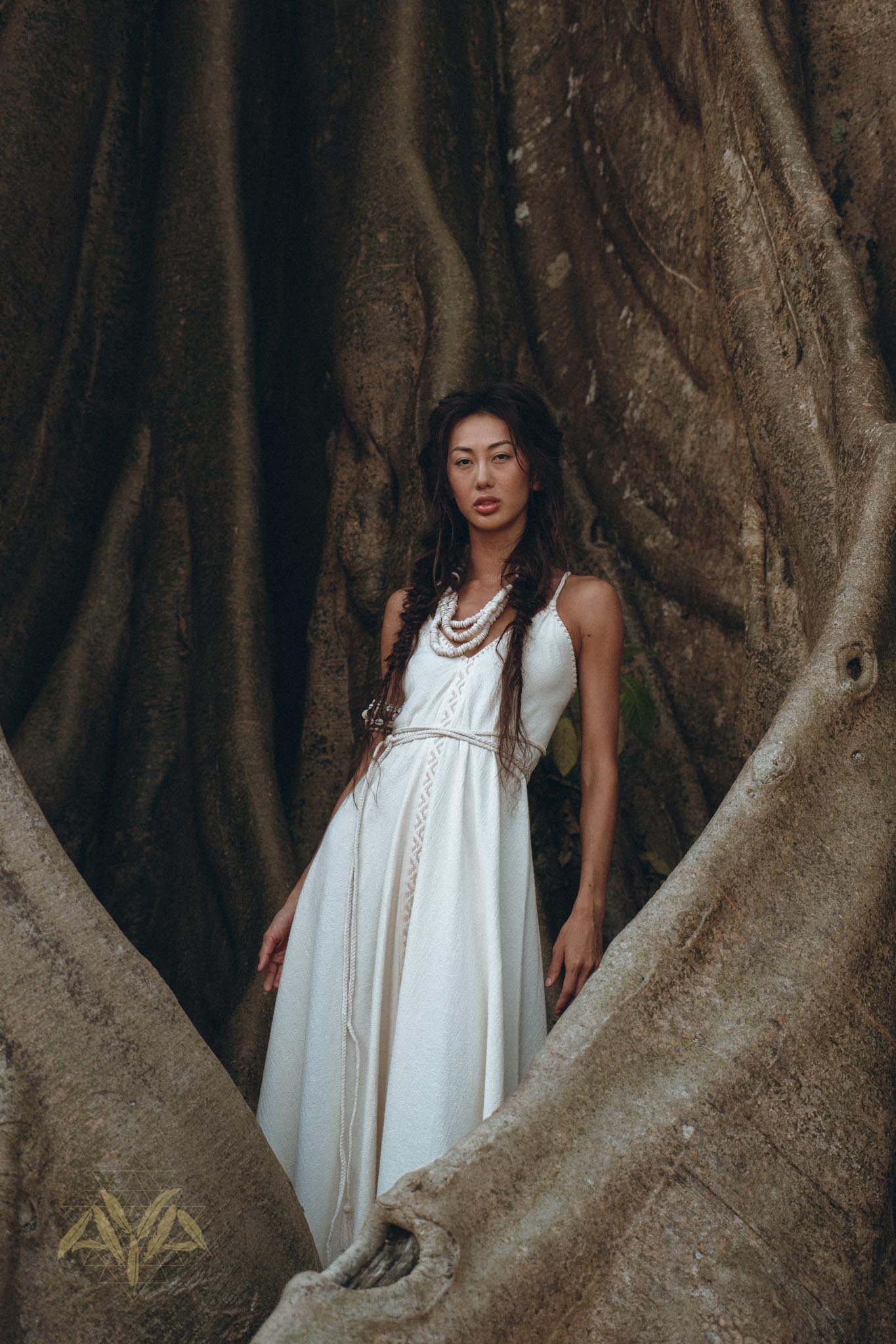 Off-White Boho Dress, Goddess Dress, Simple Wedding Dress - AYA sacred wear