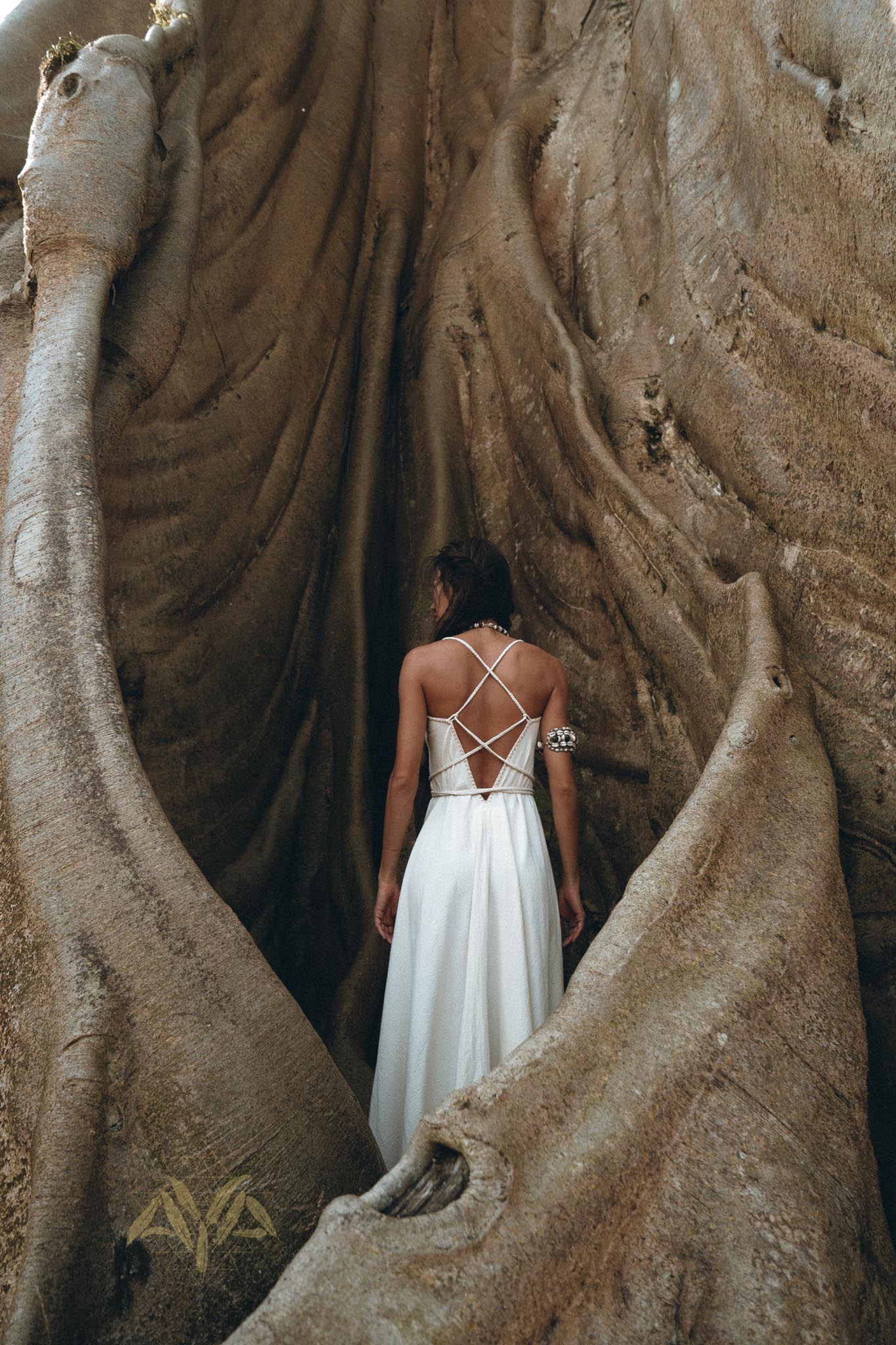 Off-White Boho Dress, Goddess Dress, Simple Wedding Dress - AYA sacred wear
