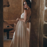 Off-White Boho Dress, Goddess Dress, Simple Wedding Dress - AYA sacred wear