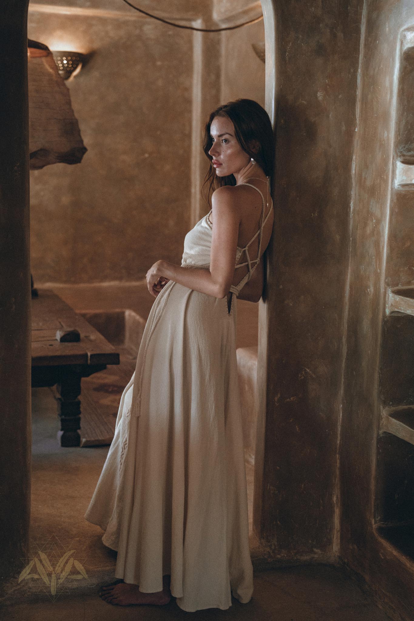 Off-White Boho Dress, Goddess Dress, Simple Wedding Dress - AYA sacred wear