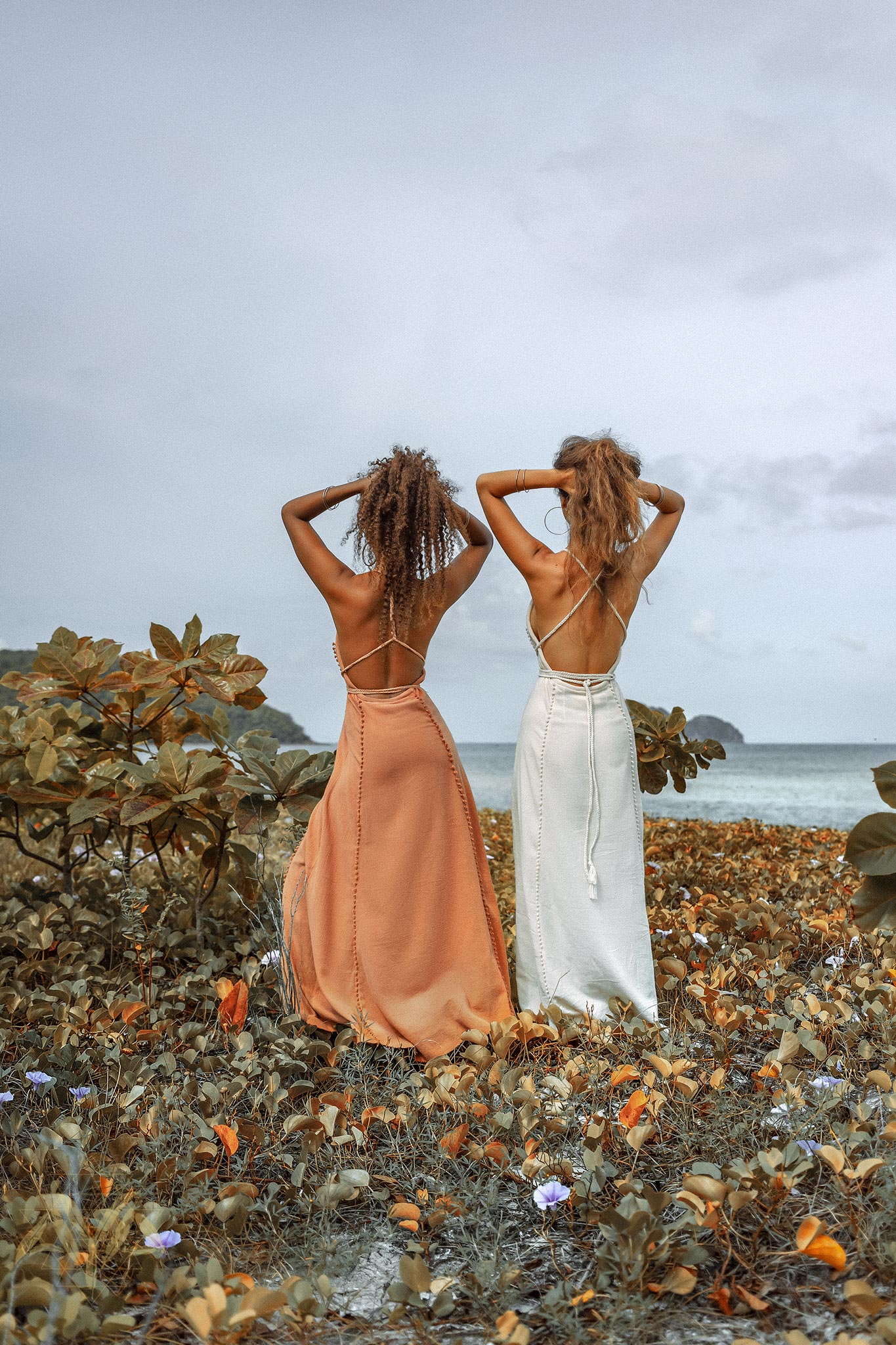 Off-White Boho Beach Wedding Dress, Bohemian Homespun Cotton Dress - AYA Sacred Wear