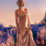 Long Maxi Boho Dress, Rose Gold Bridesmaid Bohemian Tribal Dress - AYA Sacred Wear