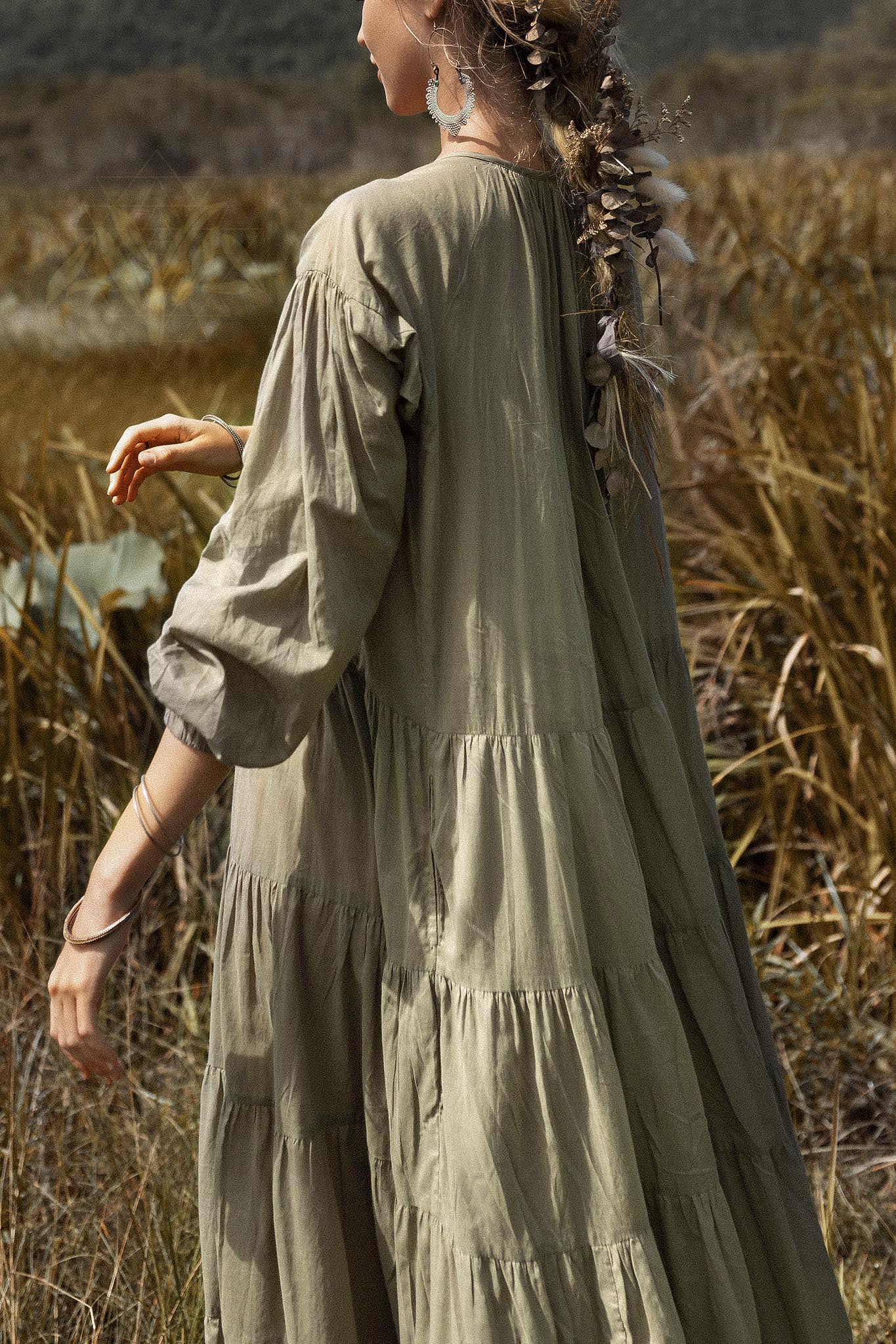 This pale green A-line dress is perfect for a day of shopping!