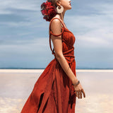 Red Greek Goddess Prom Boho Dress by AYA Sacred Wear