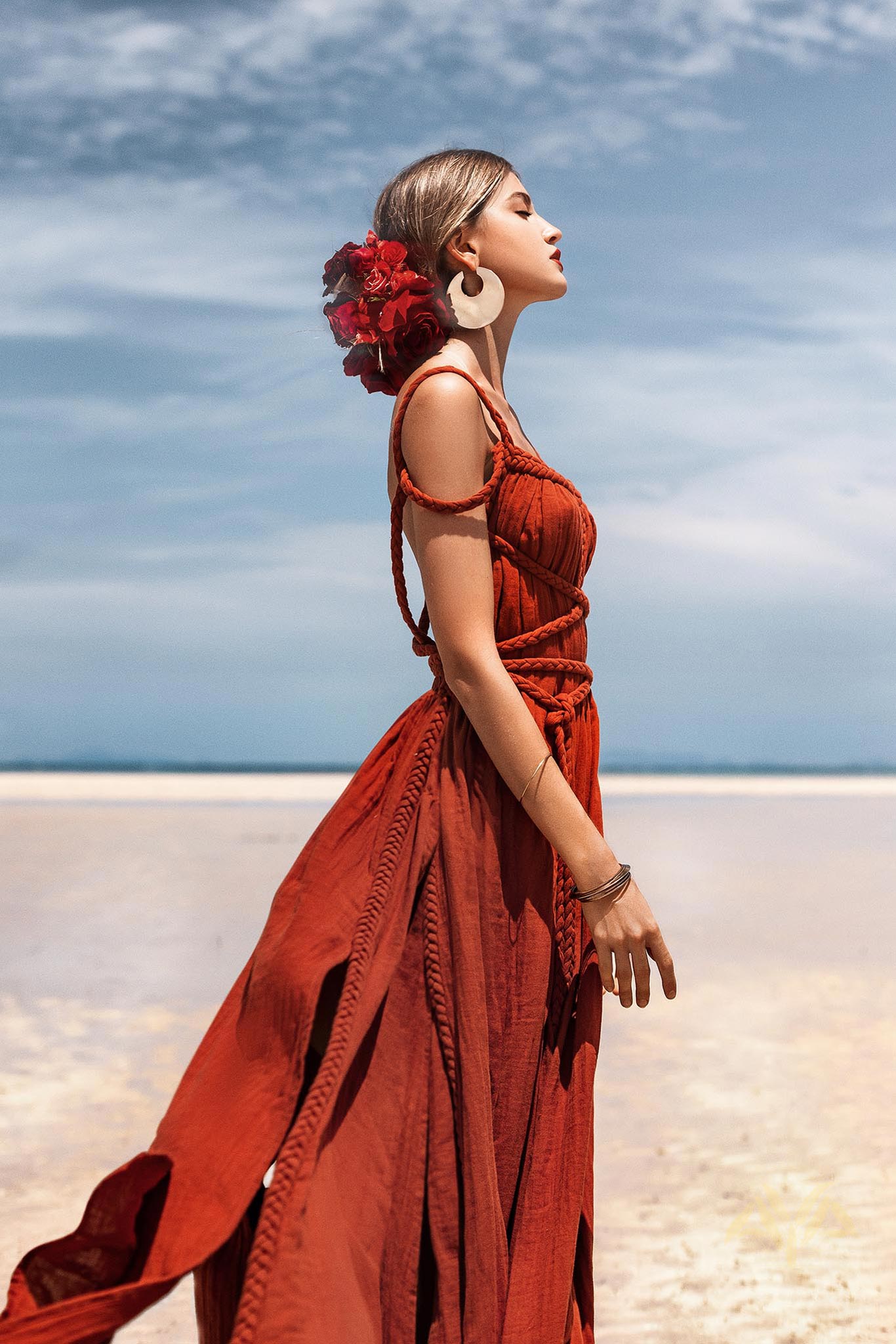 Red Greek Goddess Prom Boho Dress by AYA Sacred Wear