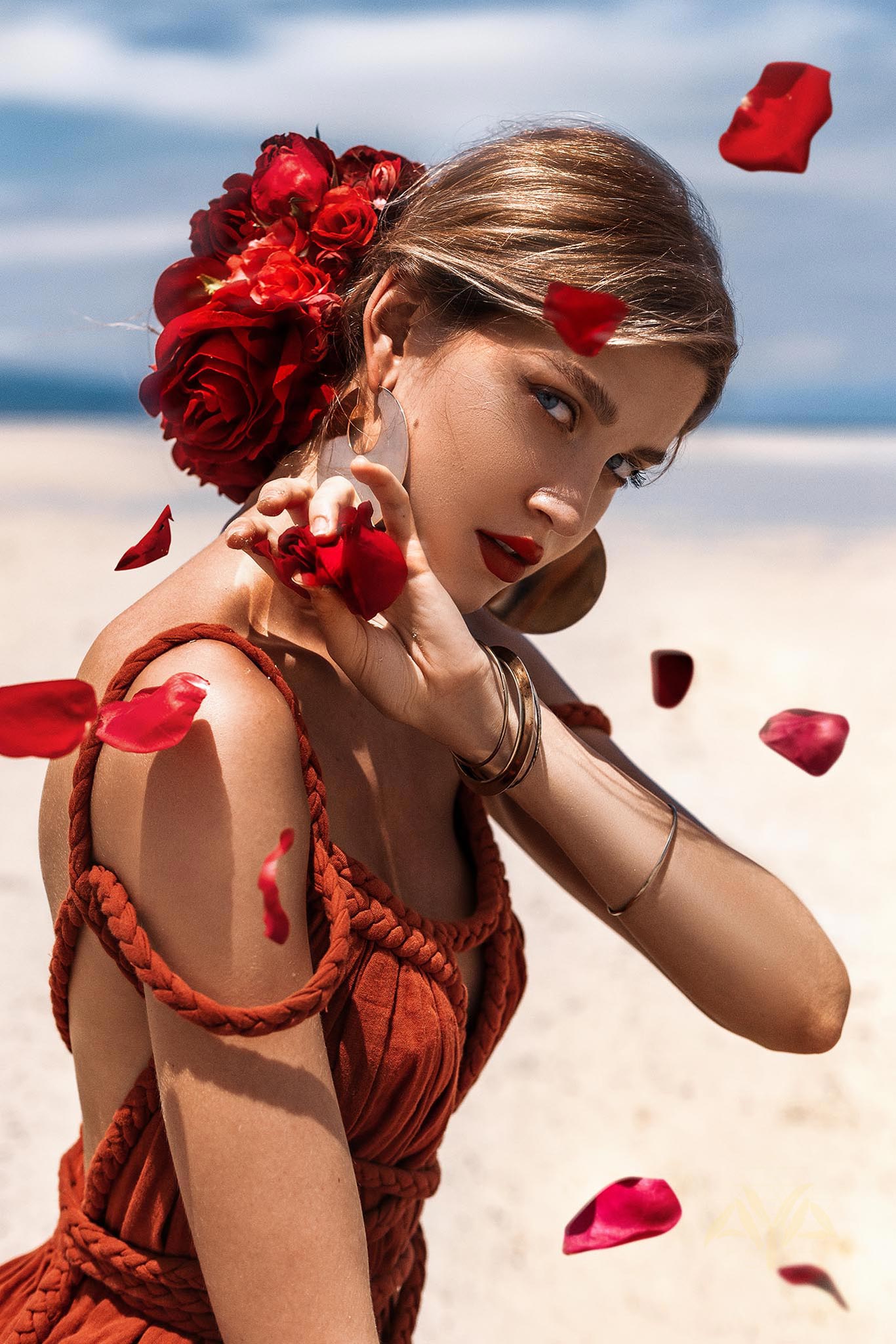 Red Greek Goddess Prom Boho Dress by AYA Sacred Wear