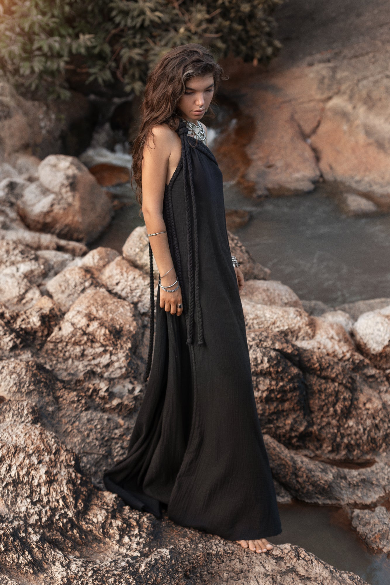 Goddess Glamour Unleashed – Nightfall Maxi in Featherweight Cotto