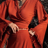 Red Wrap Maxi Skirt Handmade Boho Long Skirt Long Cotton Skirt