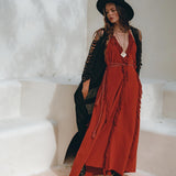 Black Poncho Robe, Boho Cape for Women, Handmade Bohemian Poncho - AYA Sacred Wear