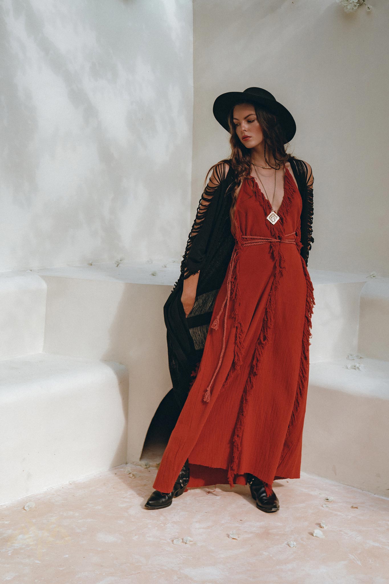 Black Poncho Robe, Boho Cape for Women, Handmade Bohemian Poncho - AYA Sacred Wear