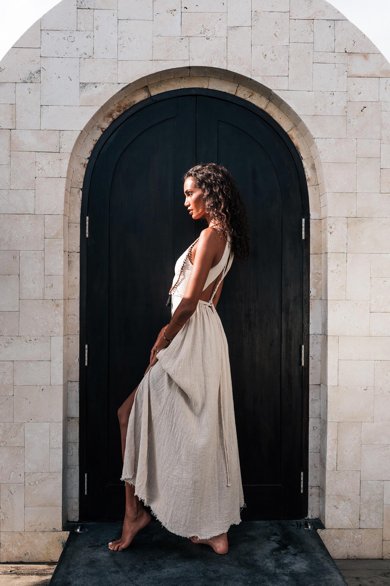 Off-White Simple Boho Wedding Dress - AYA Sacred Wear