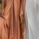 Off-White Boho Beach Wedding Dress, Bohemian Homespun Cotton Dress - AYA Sacred Wear