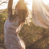 Long Maxi Boho Dress, Rose Gold Bridesmaid Bohemian Tribal Dress - AYA Sacred Wear