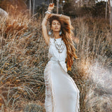 Boho Beach Wedding Dress, Bohemian Wedding Dress Hand Loomed with Tassels - AYA Sacred Wear