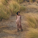 Long Maxi Boho Dress, Rose Gold Bridesmaid Bohemian Tribal Dress - AYA Sacred Wear