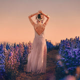 Long Maxi Boho Dress, Rose Gold Bridesmaid Bohemian Tribal Dress - AYA Sacred Wear