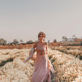 Long Maxi Boho Dress, Rose Gold Bridesmaid Bohemian Tribal Dress - AYA Sacred Wear