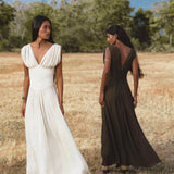 Japan Dress in Ivory Colour — Organic Linen Drop-Waist Wedding Dress