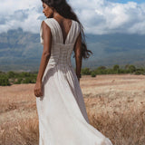 Japan Dress in Ivory Colour — Organic Linen Drop-Waist Wedding Dress