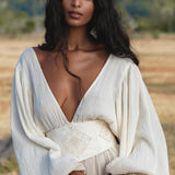 Tatva Dress in Ombre Mocco Colour Organic Kaftan with Hand Embroidered Belt — Photo 1